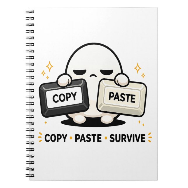 Cuaderno Copia Pega Sobrevive - Divertido Código Tech Adora (Frente)