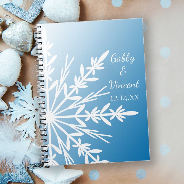 Cuaderno Copo de nieve blanco en la boda azul de invierno (Subido por el creador)