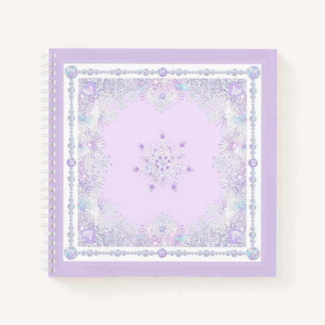 Cuaderno copo de nieve morado ligero y corazón brillante (Anverso)