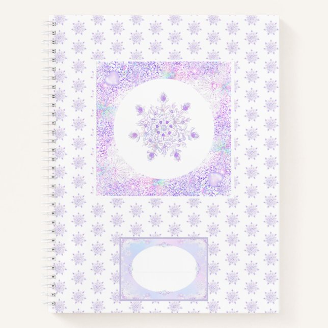 Cuaderno copo de nieve morado ligero y corazón brillante (Anverso)