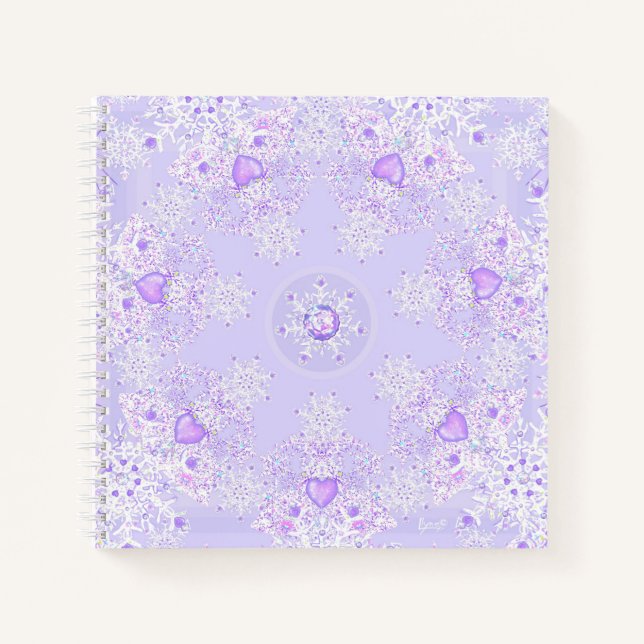 Cuaderno copo de nieve morado ligero y corazón brillante (Anverso)