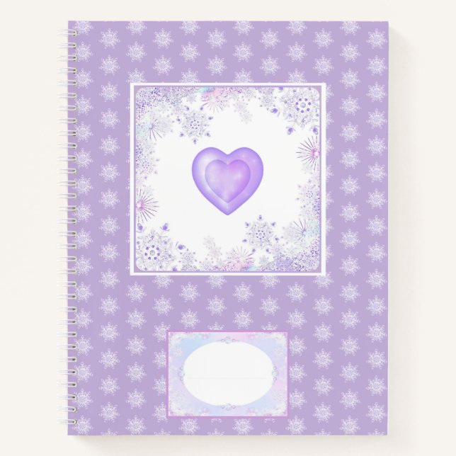 Cuaderno copo de nieve morado ligero y corazón brillante (Anverso)