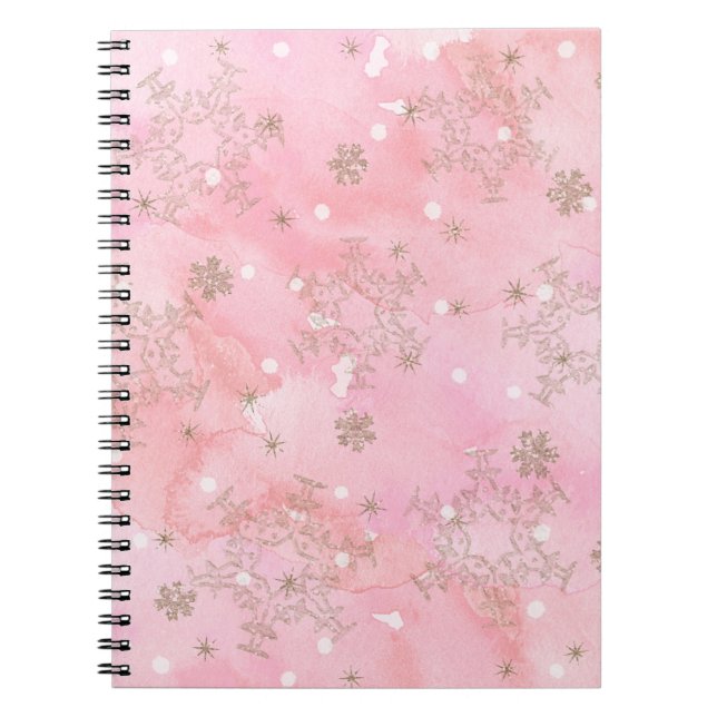 Cuaderno Copos de Navidad Rosados Patrón Boho (Frente)