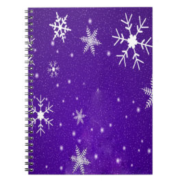 Cuaderno Copos de nieve blancos con fondo azul-púrpura