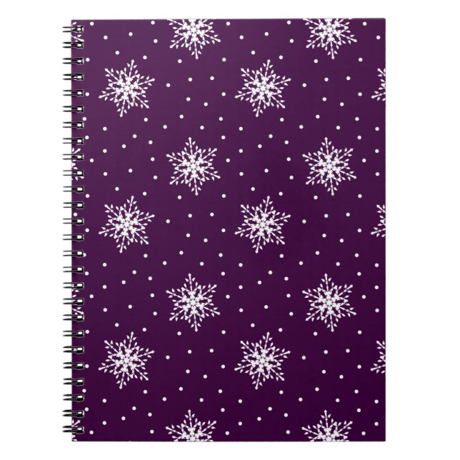 Cuaderno Copos de nieve blancos con puntos de polka estampa (Frente)