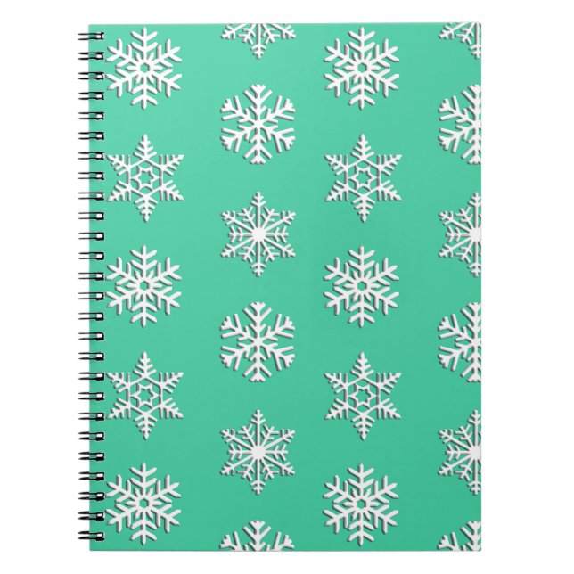 Cuaderno Copos de nieve blancos de 3 d, fondo de Personaliz (Frente)