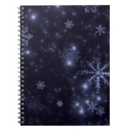 Cuaderno Copos de nieve con fondo azul de medianoche
