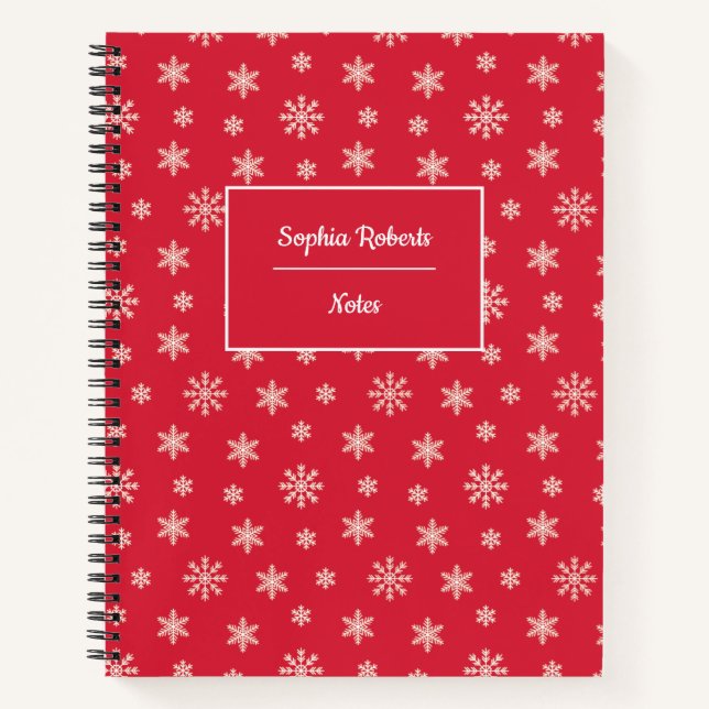Cuaderno Copos de nieve con temática invernal patrón modern (Anverso)