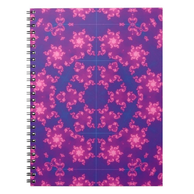 Cuaderno Copos de nieve de la Ronda Mandela rosa y púrpura (Frente)