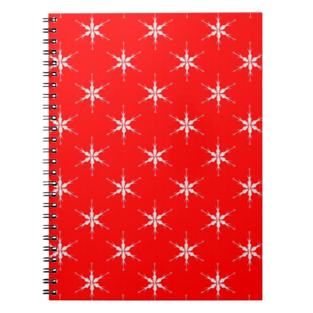Cuaderno Copos De Nieve De Vidrio En Fondo Rojo (Frente)