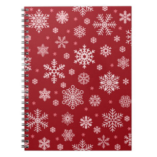 Cuaderno Copos de nieve, decoración roja, motivos Navidades