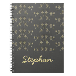 Cuaderno Copos de nieve dorados en gris