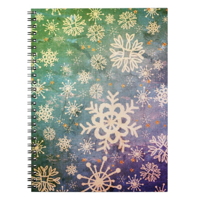 Cuaderno Copos de nieve en el tinte azul denim (Frente)