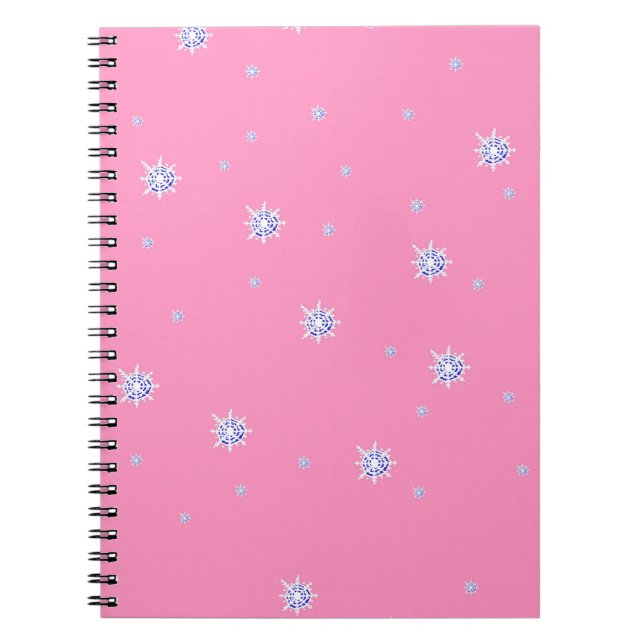 Cuaderno Copos de nieve en invierno rosa (Frente)