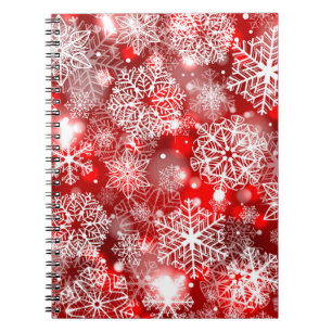 Cuaderno Copos de nieve en rojo