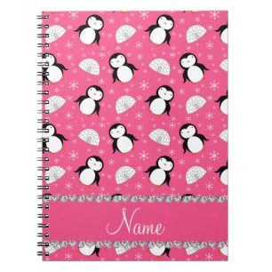 Cuaderno Copos de nieve rosados conocidos personalizados de