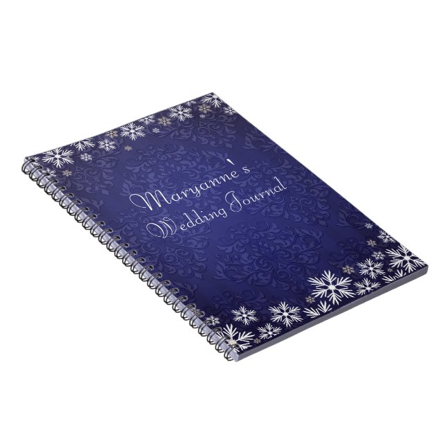 Cuaderno Copos de nieve y Diario de la Boda de Damasco Azul (Lado Derecho)
