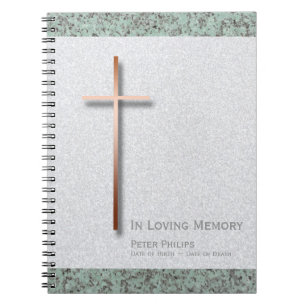 Cuaderno Copper Cross Stone 1 libro de invitados para funer