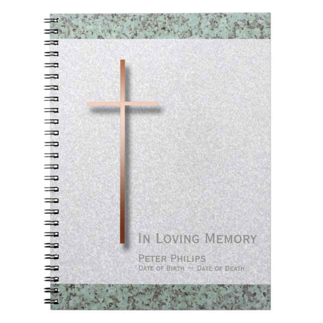 Cuaderno Copper Cross Stone 1 libro de invitados para funer (Frente)
