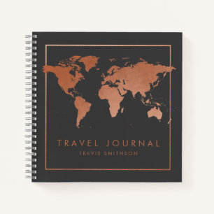 Cuaderno Copper World Map Moderno Travel Journal o Notebook