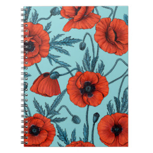Cuaderno Coppies rojos y azules en azul piscina