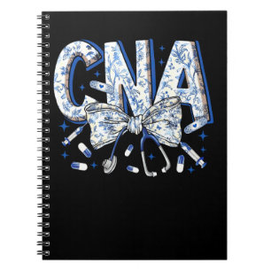 Cuaderno Coqueta Enfermera CNA Azul Estetoscopio Floral Laz