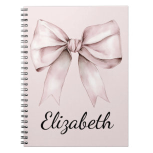 Cuaderno Coqueta estética arco rosa Nombre personalizado