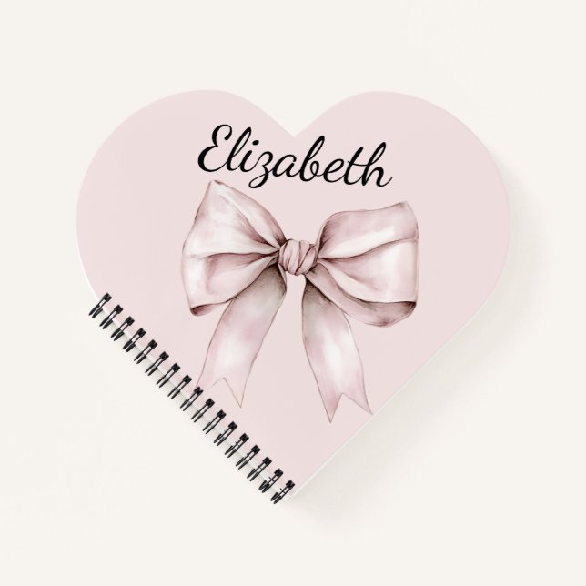 Cuaderno Coqueta estética arco rosa Nombre personalizado (Anverso)
