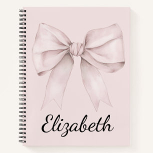 Cuaderno Coqueta estética arco rosa Nombre personalizado