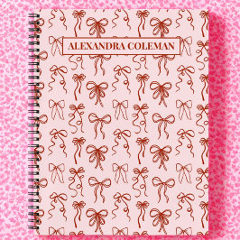 Cuaderno Coqueta estética de arco rosa y rojo
