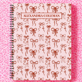 Cuaderno Coqueta estética de arco rosa y rojo