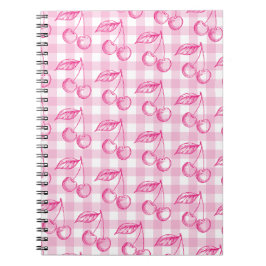 Cuaderno Coqueta estética de cerezas rosa