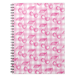Cuaderno Coqueta estética de cerezas rosa