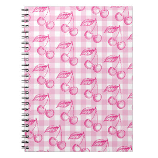 Cuaderno Coqueta estética de cerezas rosa