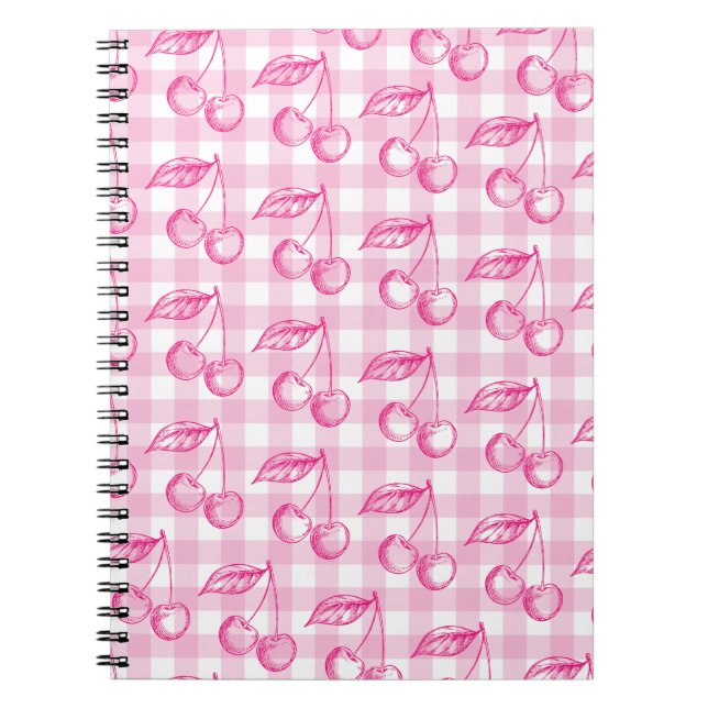 Cuaderno Coqueta estética de cerezas rosa (Frente)