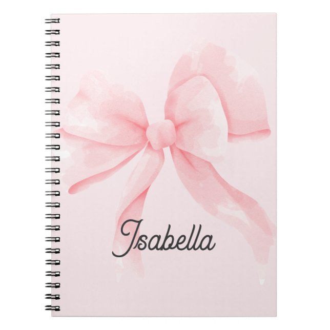 Cuaderno Coqueta Personalizada Lazo Rosa Niña (Frente)