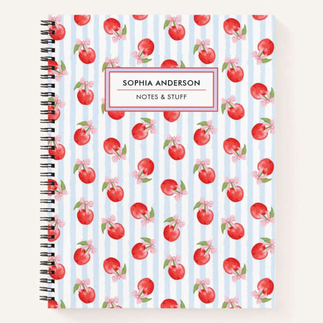 Cuaderno Coqueta Preparada Rosa Cereza Roja Personalizada (Anverso)