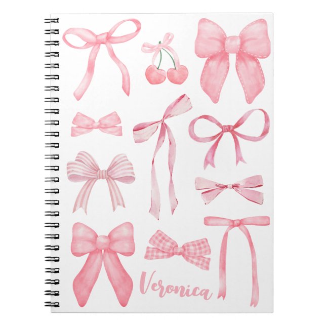 Cuaderno Coquette Aesthetic Pink Bow Trendy Feminine Cute (Frente)
