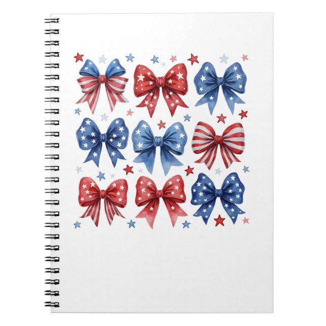 Cuaderno Coquette Bandera Americana Coquette Bow 4 De Julio (Frente)