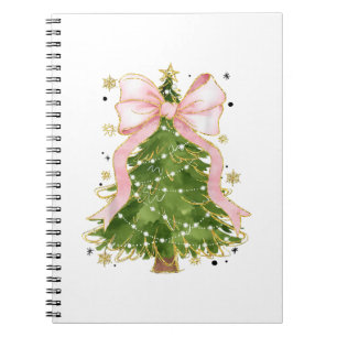 Cuaderno Coquette Bow Christmas Tree Holiday Outfit W