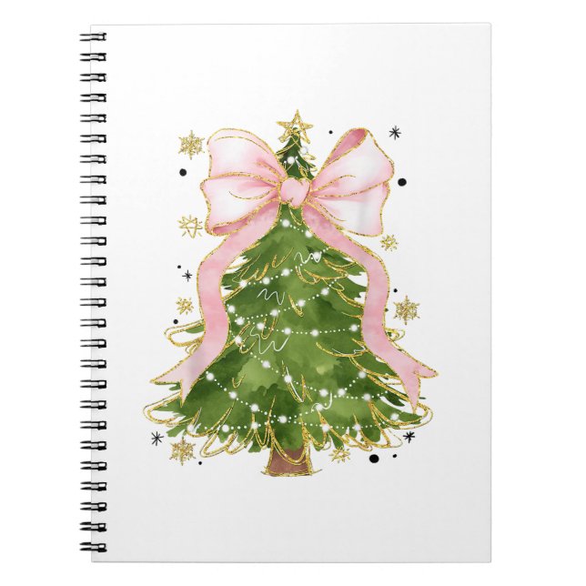 Cuaderno Coquette Bow Christmas Tree Holiday Outfit W (Frente)