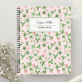 Cuaderno Coquette Cottagecore Espiral Floral Rosa Claro