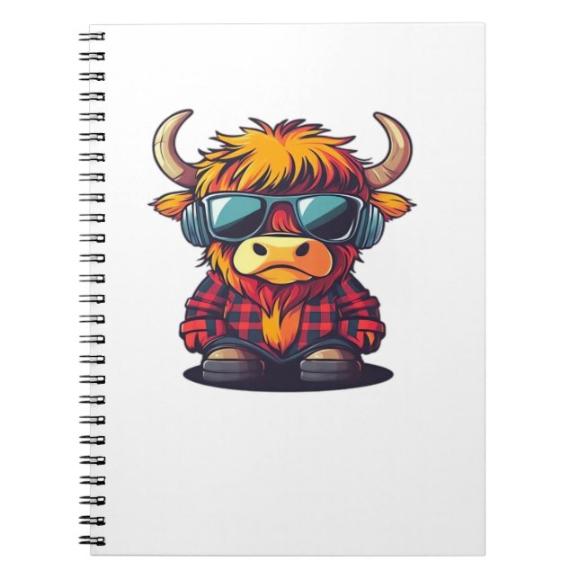 Cuaderno Coquette Highland Cow Bubblegum Tshirt Design, Hol (Frente)