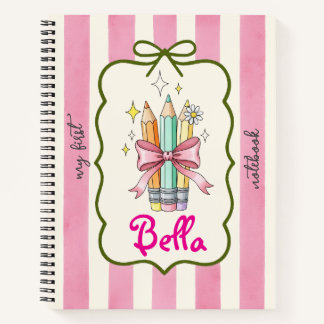 Cuaderno Coquette Pencils diseña un portátil con franjas ro