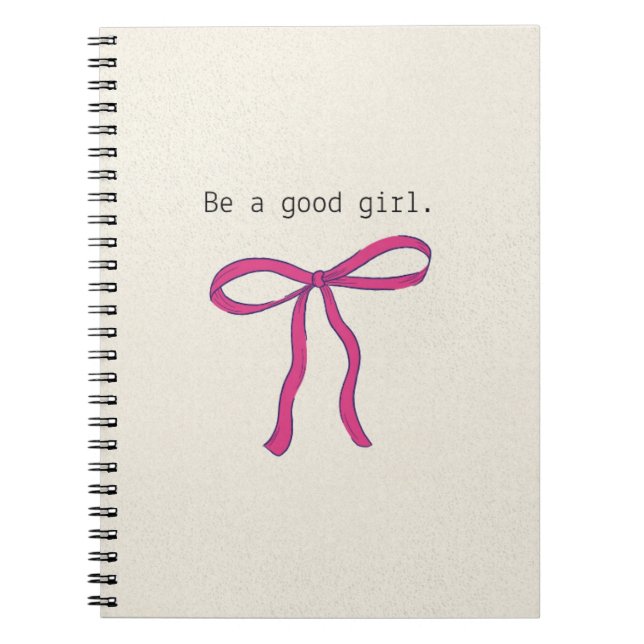 Cuaderno Coquette Pink Bow Aesthetic Notebook - Be A Good G (Frente)