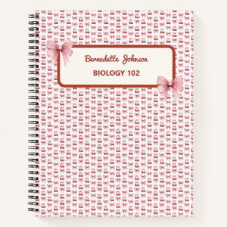 Cuaderno Coquette Pink Bow Personalizable de vuelta a la es