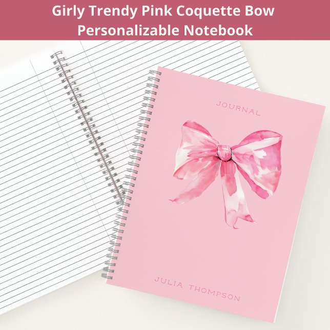 Cuaderno Coquette Pink Watercolor Bow Girly Journal (Subido por el creador)