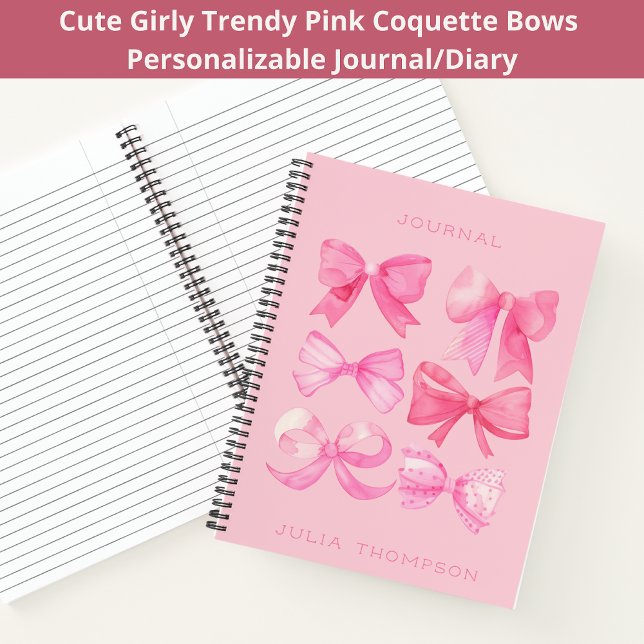 Cuaderno Coquette Pink Watercolor Trendy Bow Girly Journal (Subido por el creador)