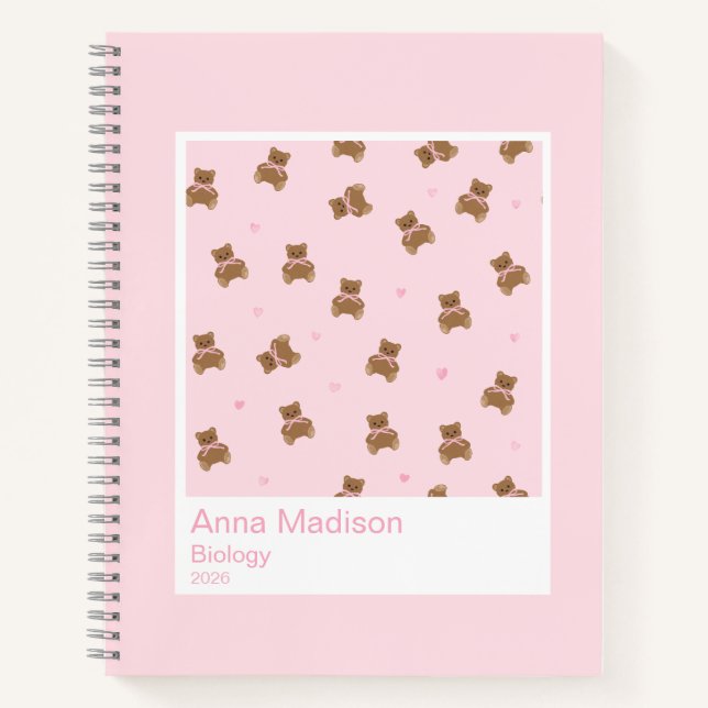 Cuaderno Coquette Teddy Bears Aesthetic Notebook (Anverso)
