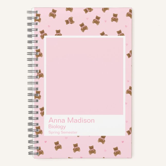 Cuaderno Coquette Teddy Bears Aesthetic Notebook (Anverso)
